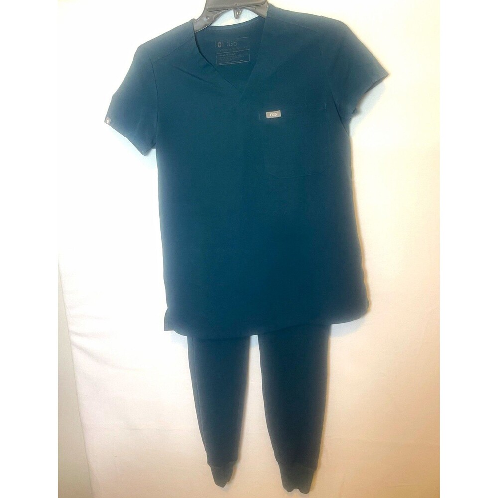 FIGS Women’s Solid Blue Scrub Set Top & Jogger Pants Size 2XS